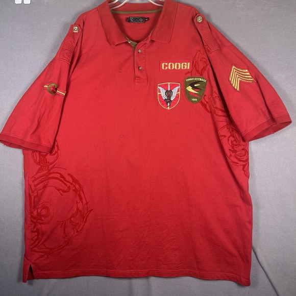 Vintage Coogi Outback Polo Shirt 6XL Red Military Style Preppy